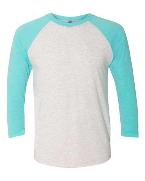 #color_tahiti blue sleeves/ heather white body