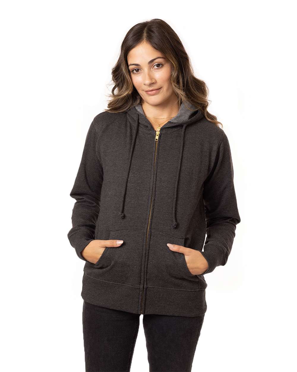 Heathered Full-Zip Hooded Sweatshirt Women's EC4580